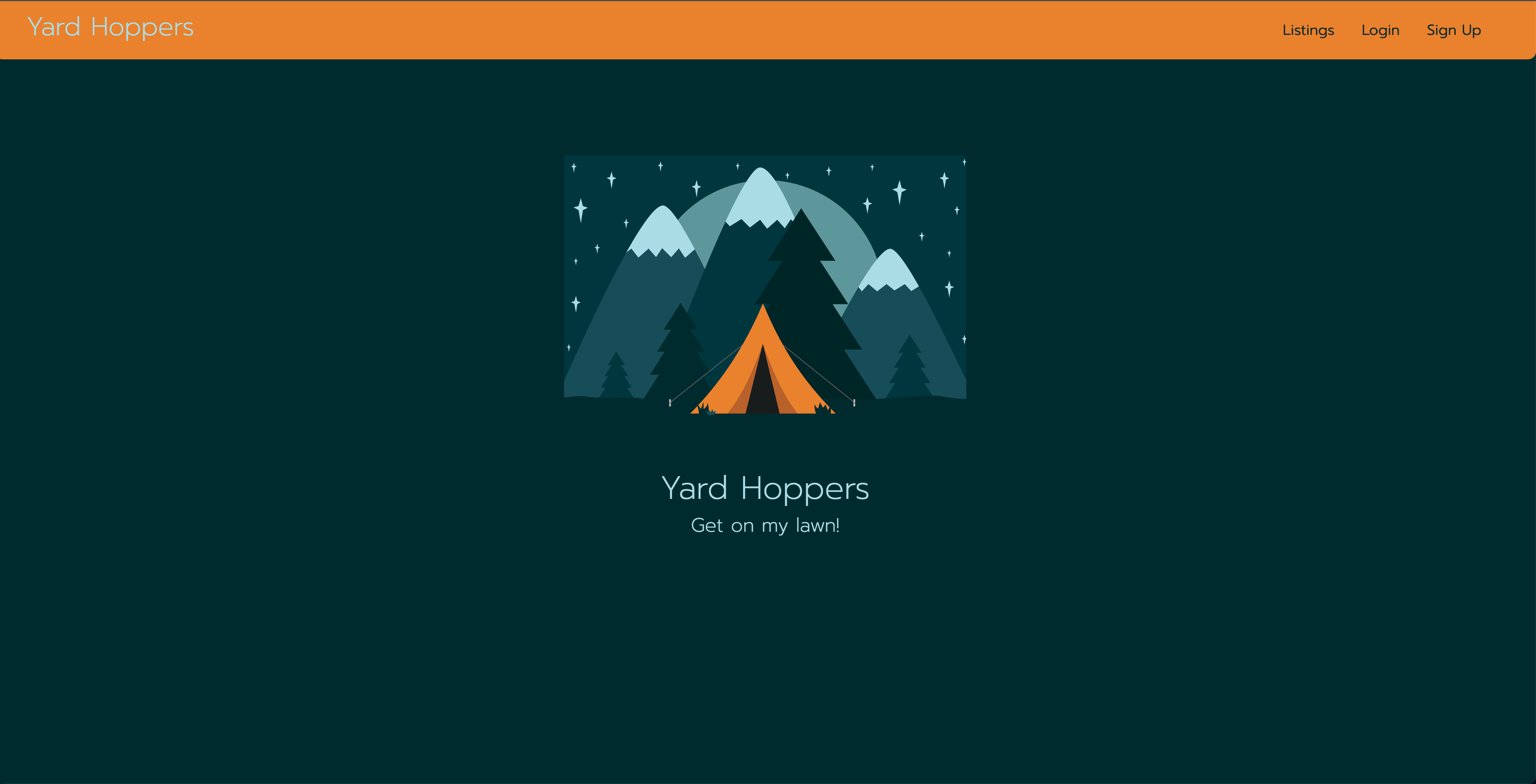 screen grab of yard hoppers homepage